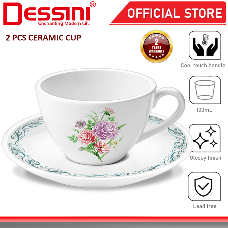 DESSINI ITALY Pcs Ceramic Cup Saucer 90mL Coffee Espresso Cappuccino Tea  Mug Party Serving Plate