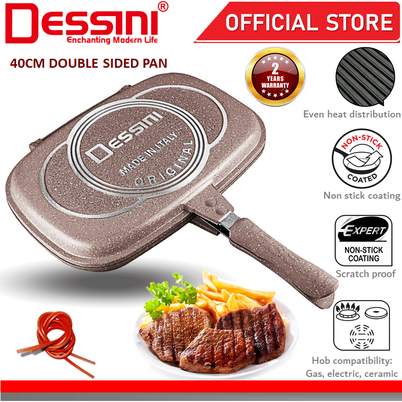 DESSINI ITALY Granite Aluminium Non Stick Double Sided Pressure Grill