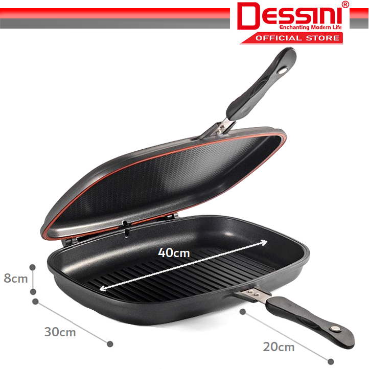 DESSINI ITALY Granite Aluminium Non Stick Double Sided Pressure Grill