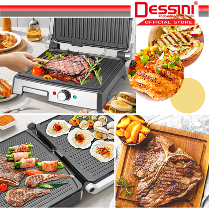 DESSINI ITALY 180° Open Double Sided Electric Pizza Panini Waffle
