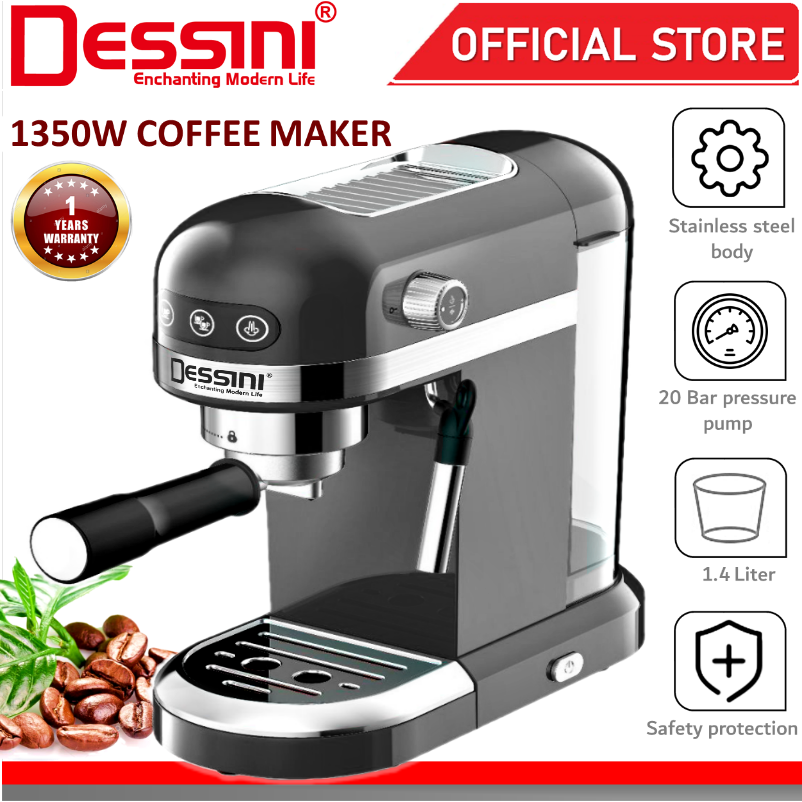 DESSINI ITALY 20 Bar Espresso Coffee Maker Brew Froth Cappuccino Latte  Machine Milk Frothing Bubble Steamer CM14