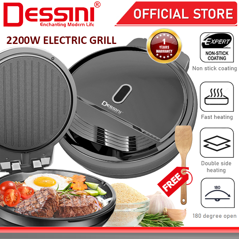 Frying Pan Double Sided Electric Skillet DESSINI ITALY 180° Open