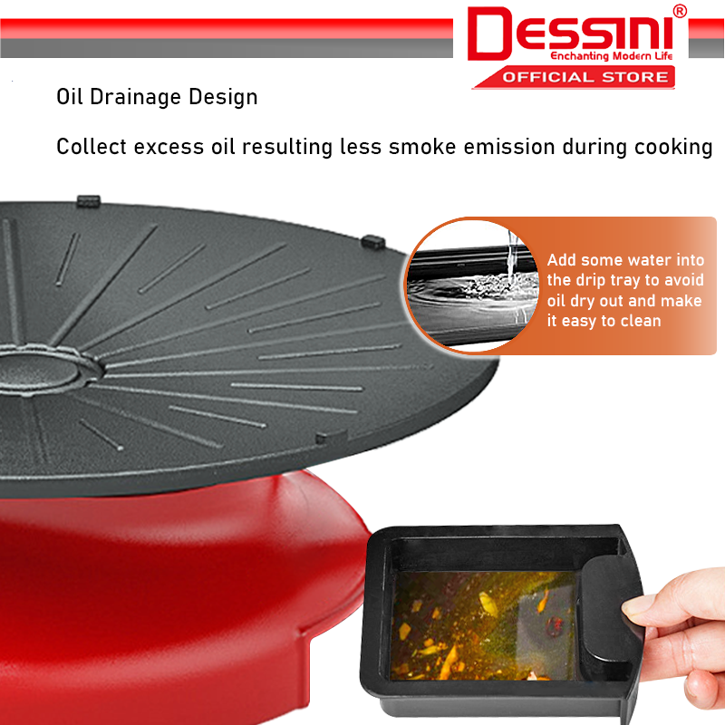 DESSINI ITALY Infrared Electric BBQ Grill Steak Frying Pan Teppanyaki