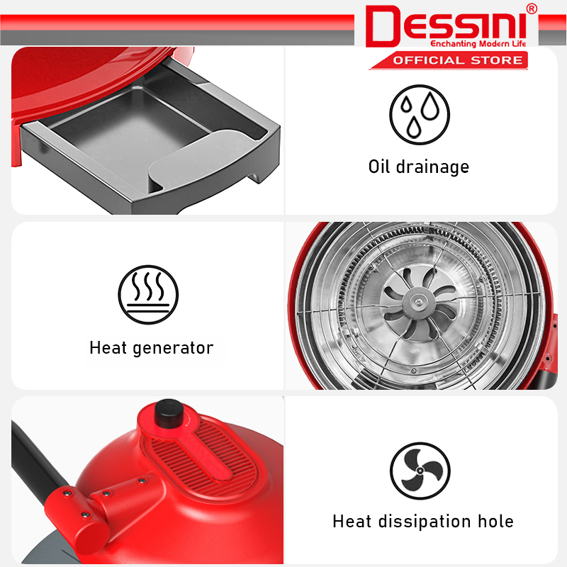 DESSINI ITALY Infrared Electric BBQ Grill Steak Frying Pan Teppanyaki