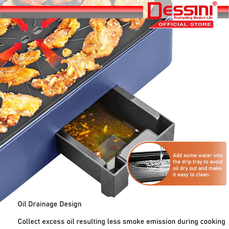 DESSINI ITALY Infrared Electric BBQ Grill Frying Steak Pan Teppanyaki