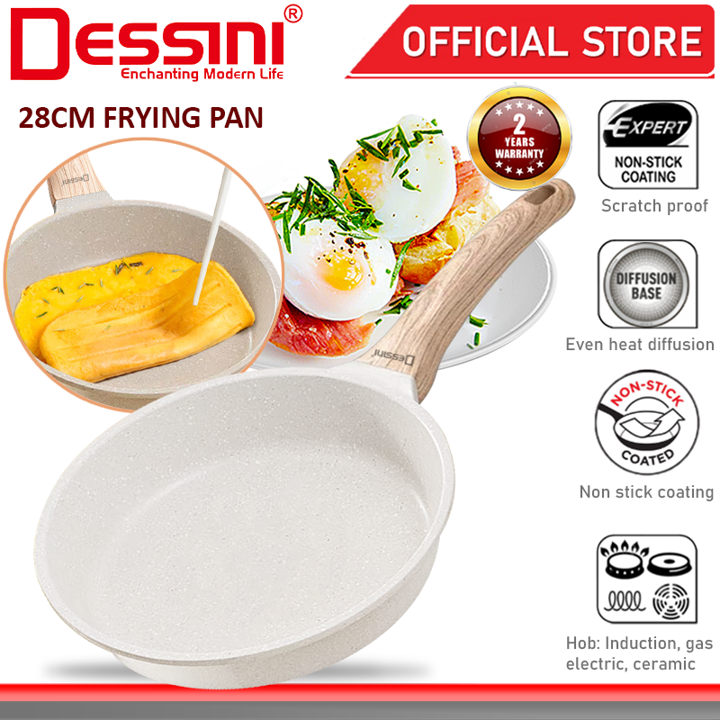 DESSINI ITALY 28CM Euro Grill Steak Frying Pan Induction Non Stick Pot Bowl  Wok Casserole Cookware Tool PERIUK EUP-28