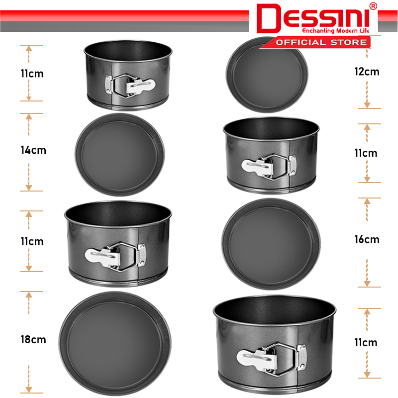 DESSINI ITALY IN 12cm 14cm 16cm 18cm Round Metal Mold Non Stick  Detachable Baking Cake Mould Bake Pans Acuan Kek