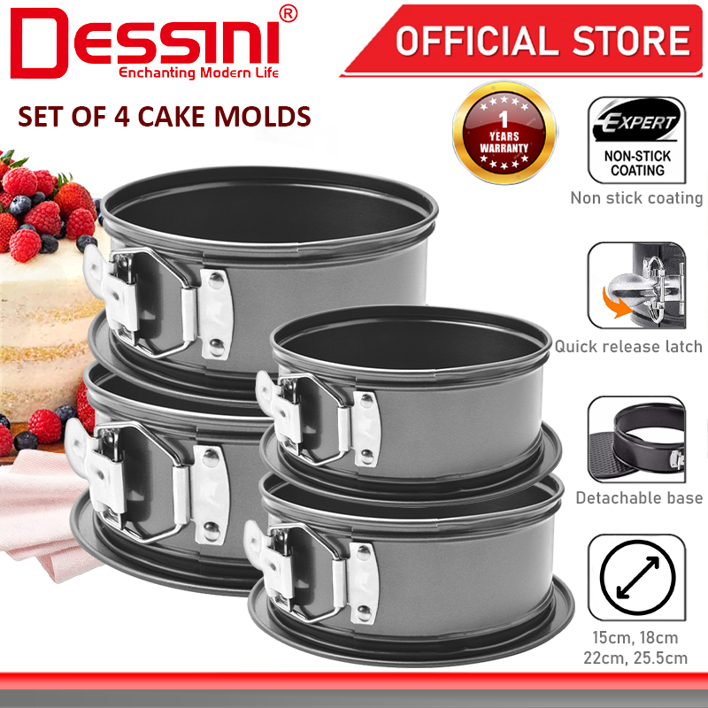DESSINI ITALY IN 15cm 18cm 22cm 25cm Round Metal Mold Non Stick  Detachable Baking Cake Mould Bake Pans Acuan Kek