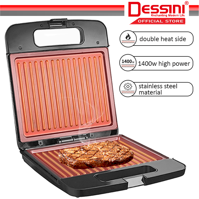 DESSINI ITALY Double Sided Electric Pizza Panini Waffle Sandwich Maker