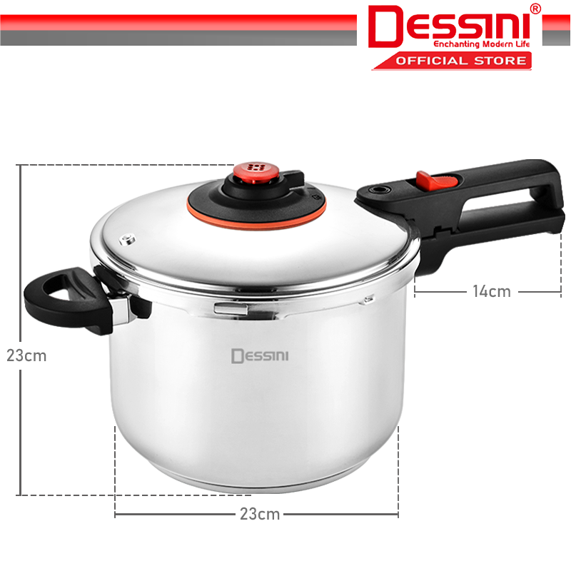 DESSINI ITALY 6L Non-stick Stainless Steel Induction Pressure Cooker  Pressure Control Casserole Pot Bowl Periuk Tekanan