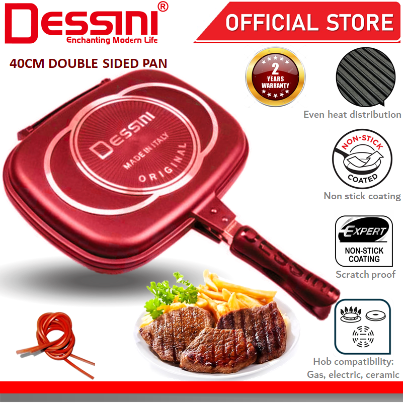 DESSINI ITALY Granite Aluminium Non Stick Double Sided Pressure Grill