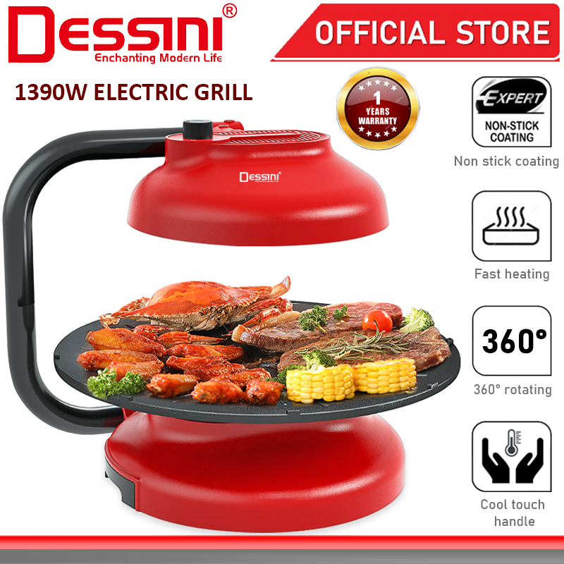 DESSINI ITALY Infrared Electric BBQ Grill Steak Frying Pan Teppanyaki Barbecue NonStick Baking